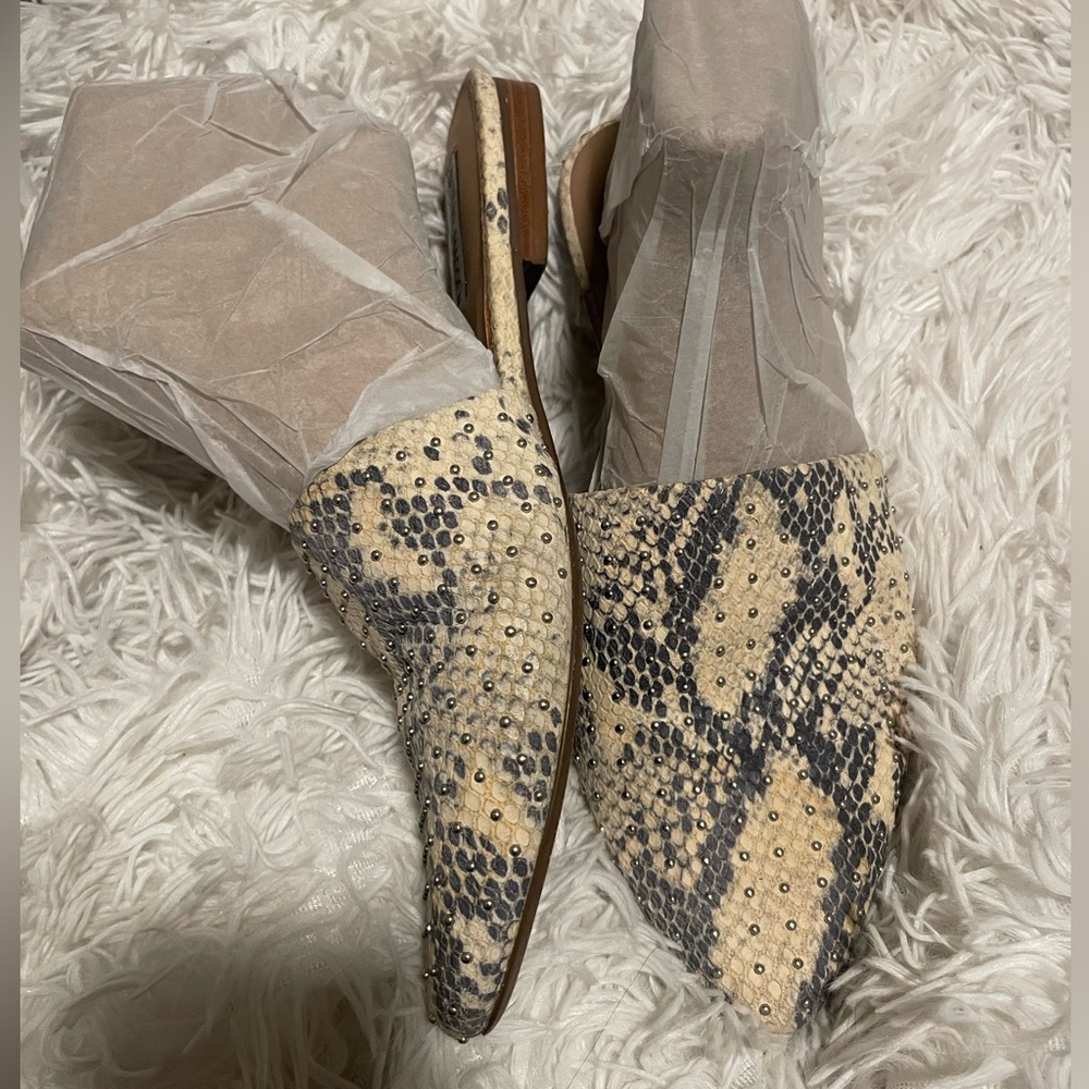 Steve Madden Studded Snakeskin Pointed Mule Flats - image 2